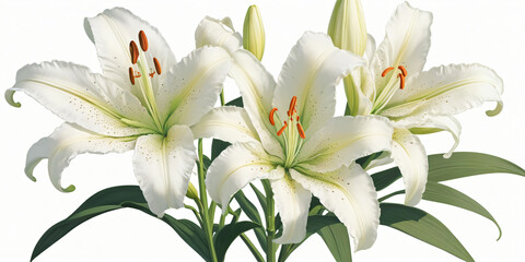 lily flower blooming beautifully isolated on background, created by generative ai
