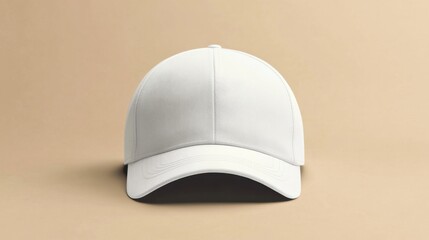 Snapback cap in a plain white design set against a neutral background
