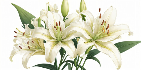 Fototapeta premium lily flower blooming beautifully isolated on background, created by generative ai