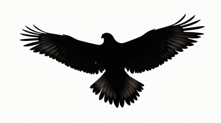 Obraz premium Black Silhouette of a Bird of Prey Flying in Open Sky