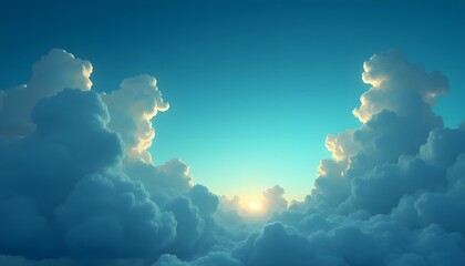 A Sunny Day with Blue Sky and Glowing Clouds