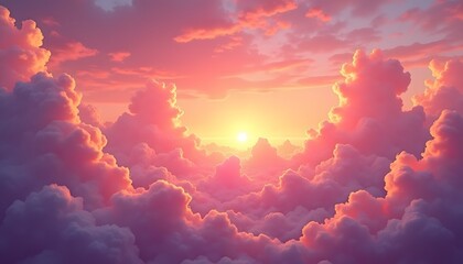 Vibrant Sunset Sky Filled With Swirling Golden Clouds