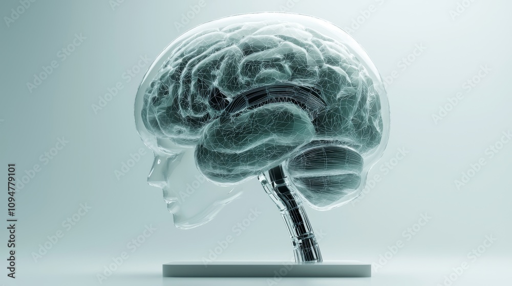 Poster deep learning, machine learning, and stock, together with the human head and brain.