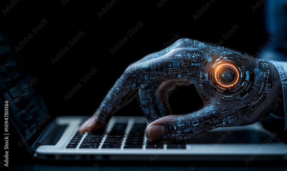 Aufkleber A conceptual stock image showing a business team's computer interface, highlighting AI technology's role in big data management.