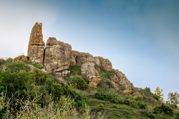 Torrione di Pietrafagnana, The Giant's Finger or Devil's Finger, in the Carpegna mountains in the Italian Montefeltro, seen at morning before the sunrise.
