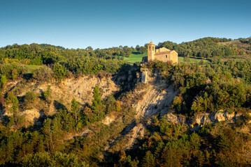 The Sant'Arduino church in Pietrarubbia, a little town in the Italian Montefeltro, under the Carpegna mountain. Regions Emilia Romagna and Marche in Italy, Europe