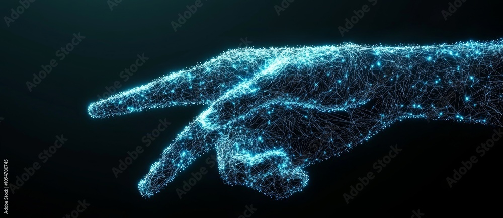 Aufkleber A 3D rendered background with an abstract technology flow, featuring a dynamic wave and a futuristic dot pattern.