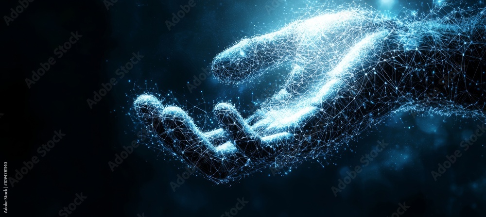 Aufkleber A digital background featuring a 3D rendering of a network connection structure with points and lines. Data technology.