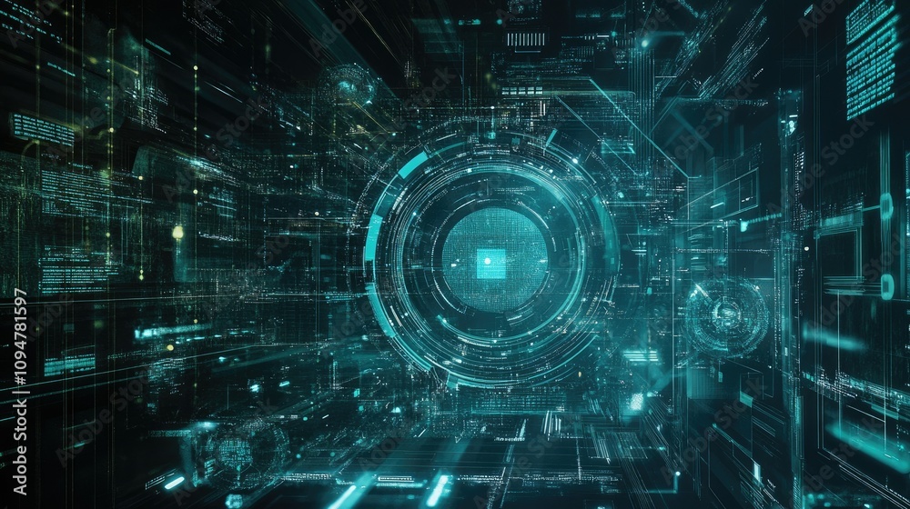 Aufkleber A tech expert working with integrated technology systems to optimize business data and processes for maximum efficiency