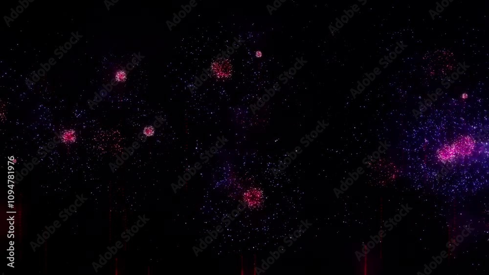 Wall mural happy new year 2025 motion animation. abstract motion background shining colorful particles. new yea