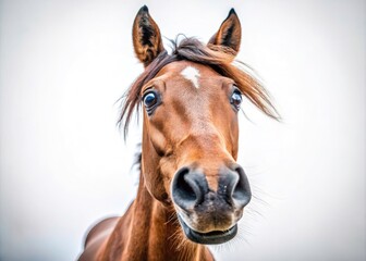 Obraz premium Captivating Macro Portrait of a Surprised Horse for Veterinary Clinic and Pet Store Promotion, Showcasing Equine Expression and Care, Ideal for Animal Lovers and Horse Enthusiasts