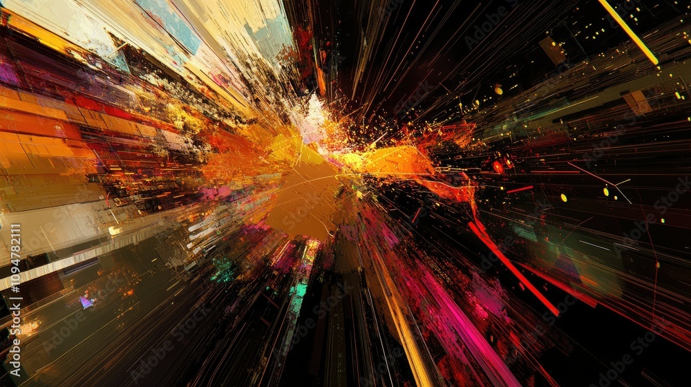 Poster Abstract digital visualization of data, showing the impact of integrated technology on improving business processes and outcomes