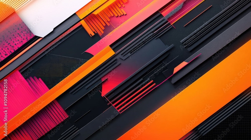 Aufkleber Abstract geometric shapes and bold lines, creating a captivating graphic design with modern, futuristic visuals in vibrant colors