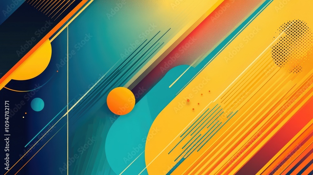 Poster abstract geometric shapes and bold lines, creating a captivating graphic design with modern, futuris