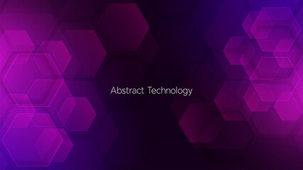 Abstract technology futuristic hexagon overlapping pattern with light effect on background. Free Vector. Hi-tech digital technology and engineering, digital telecom technology concept.