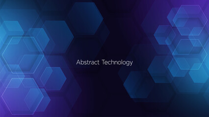 Abstract technology futuristic hexagon overlapping pattern with light effect on background. Free Vector. Hi-tech digital technology and engineering, digital telecom technology concept.