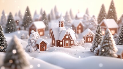 Naklejka premium 雪国とおもちゃの街