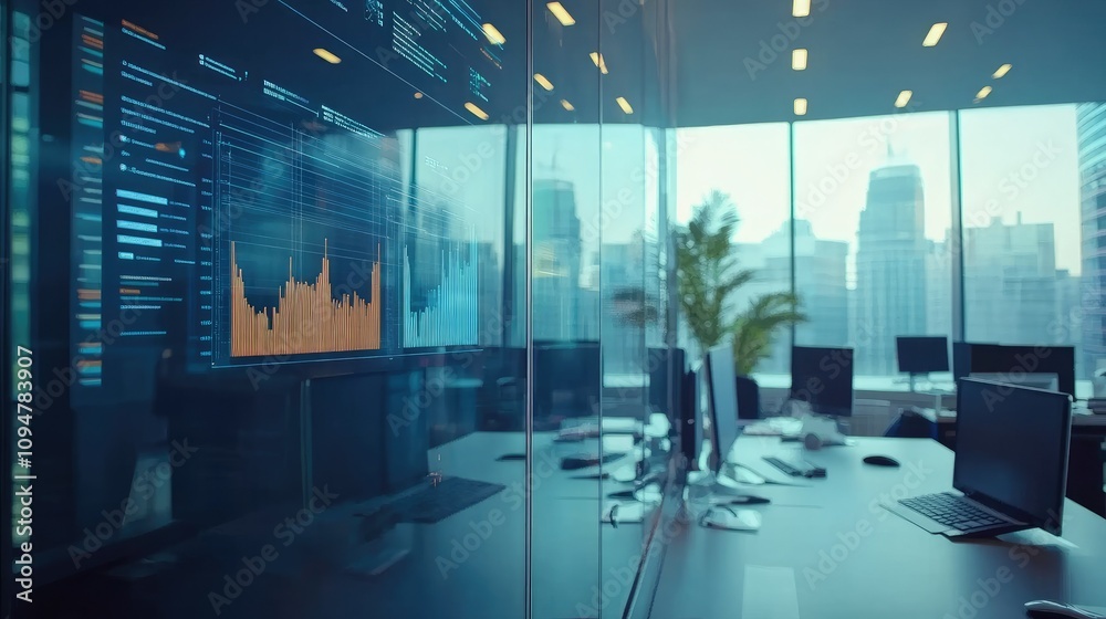 Poster visual of business intelligence software, data solutions, and digital transformation of corporate pr