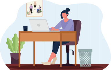 Disability support network and disabled foundation office person working with disables and work for disabilities corporation office female worker. professionals in a wheelchair having a meeting.