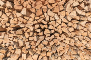 Woodpile, chopped and stacked firewood, Canton of Thurgau, Switzerland