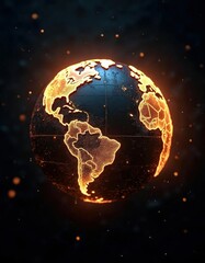Night planet earth from space with light