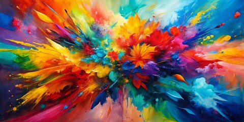 Obraz premium Acrylic Painting Celebrating Abstract Expressionism with Vivid Colors and Dynamic Composition for Unique Wall Decor