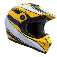 Fototapeta premium Vibrant Yellow and Blue Motocross Helmet Design