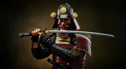 Naklejka premium 鎧を着た侍の戦士が戦いに挑む｜Samurai warriors in armor take on the battle