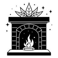 Christmas  Crackling Fireplace Glow with white background