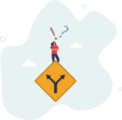 Decision to choose pathway, alternative or choice, deciding career path, determination or thinking to find solution concept.flat characters.