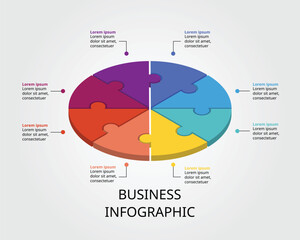 Jigsaw template with number for infographic for presentation for 8 element