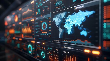 A sleek and modern technology background featuring a digital interface with glowing lines and icons.