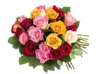 Naklejka premium Assorted Roses. Bouquet of Colorful Roses for Birthday or Anniversary Gift