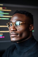 Obraz premium A focused programmer working on coding tasks in a modern office environment