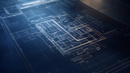 Abstract Digital Blueprint: Futuristic Technology Design