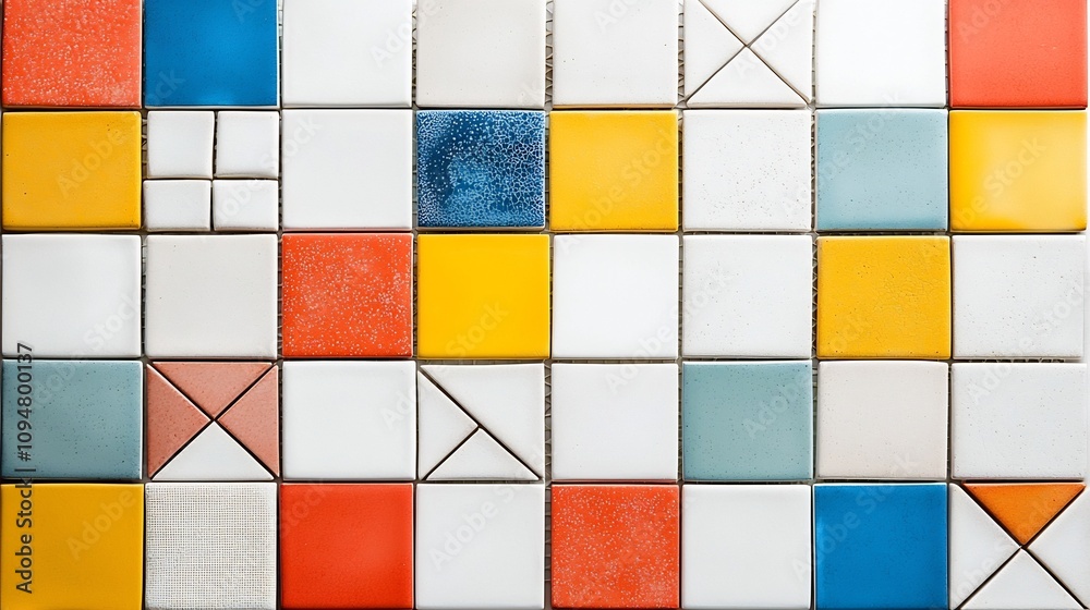 Poster vibrant and intricate geometric mosaic tile pattern in striking colors perfect for bold and creative