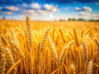 Fototapeta premium Tilt-Shift Photography of a Golden Wheat Field with White Background for Nature and Agriculture Stock Imagery