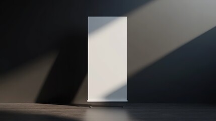 White roll-up banner display mockup, isolated front on shopping center, 3d rendering. Clear roll up banner design mockup
