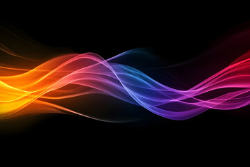 Abstract Colorful Waves on Black Background: A Dynamic Digital Art Piece