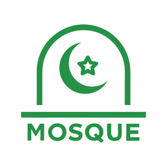 mosque logo icon design vector art illustration.