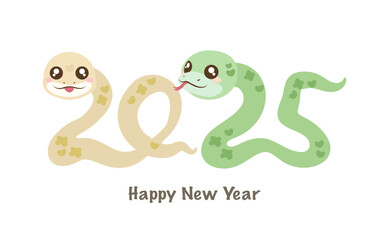 Happy new year 2025. Creative 2025 snake logo design.