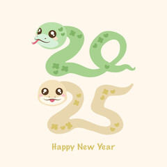 Naklejka premium Happy new year 2025. Creative 2025 snake logo design.