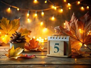 November 5th Calendar in Low Light Photography with Soft Shadows and Warm Tones, Capturing the Essence of Autumn and Seasonal Transition for Stock Photo Use