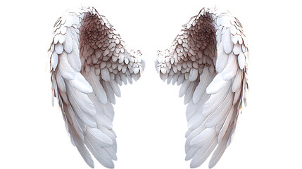 A pair of symmetrical, mirrored wings displayed against a white background, by copyspace.
