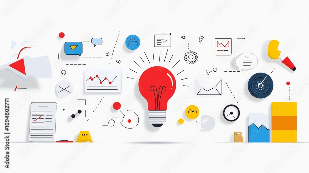 Poster Set of 15 icons focusing on digital marketing elements such as goal setting creative processes business planning and productivity tools for enterprise startup and office environments