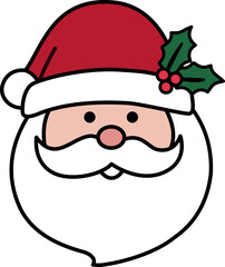 Christmas Santa Claus Head Cartoon Style Flat Stock Vector Illustration.
transparent background.