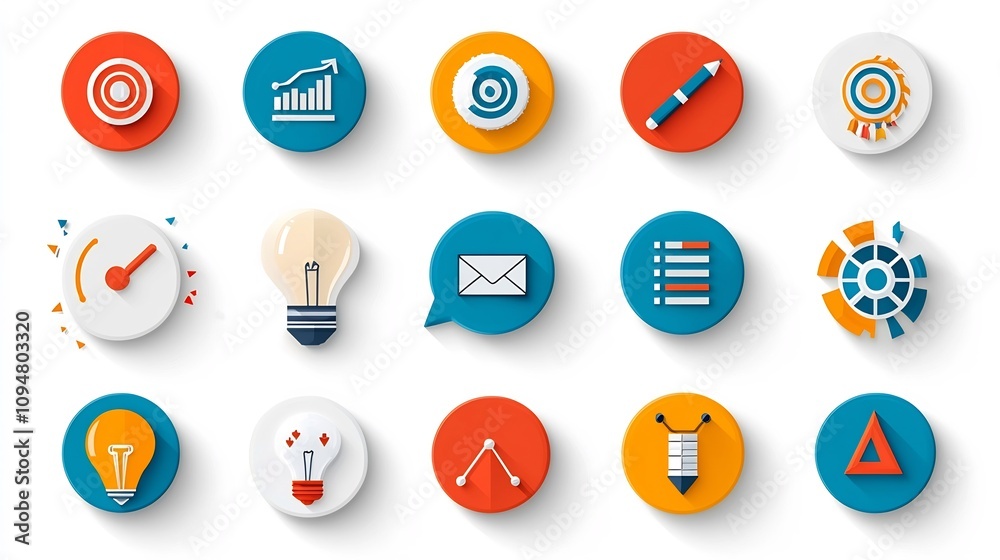 Leinwandbilder Set of 15 professional digital marketing icons designed for visualizing management success tracking and workflow improvement in business and enterprise projects  Ideal for websites apps infographics