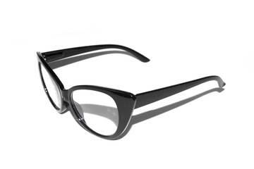 Close Up of Black Eye Glasses on White Background