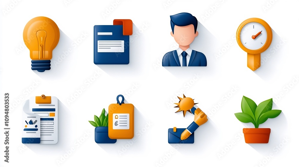 Poster Set of outline style icons representing various digital marketing and business management concepts such as process flow analytics strategy campaign optimization advertising