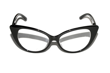 Close Up of Black Eye Glasses on White Background